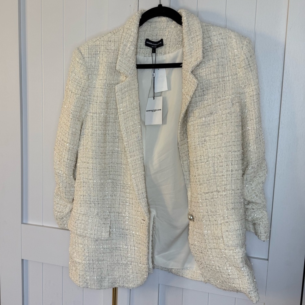 Generation Love Cream Textured tweed Blazer